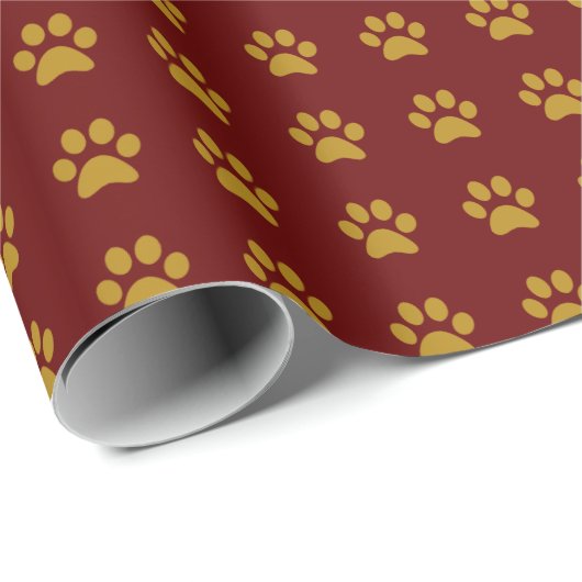 Gold Paw Print Theme Geschenkpapier (Rolleneckpunkt)
