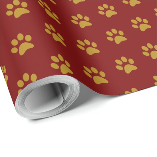 Gold Paw Print Theme Geschenkpapier (Rolleneckpunkt)