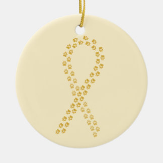 Gold Pawprint Ribbon Keramikornament