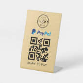 Gold PayPal Scan to Pay Tischdisplay Sockelschild (Vorderseite)