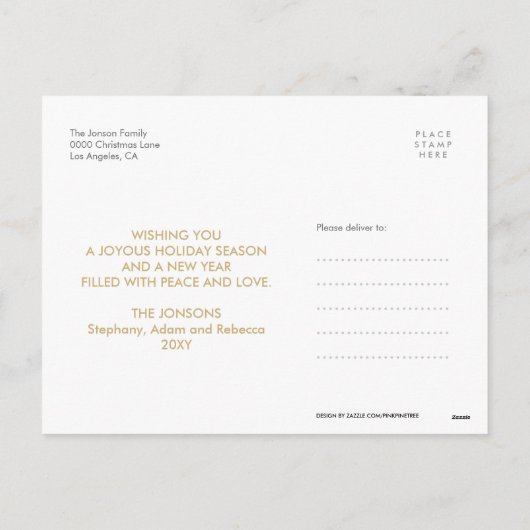 Gold Peace Liebe 3 Foto Moderne Postkarte (Rückseite)