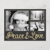 Gold Peace Liebe 3 Foto Moderne Postkarte (Vorderseite)
