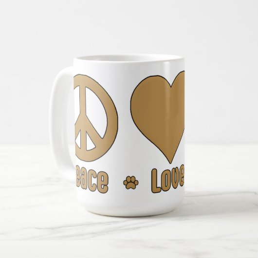 Gold Peace Liebe BBG Tasse (Vorderseite Links)