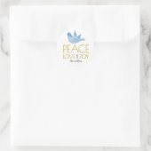 Gold Peace, Liebe, Joy Blue Taube Weihnachten Runder Aufkleber (Tasche)