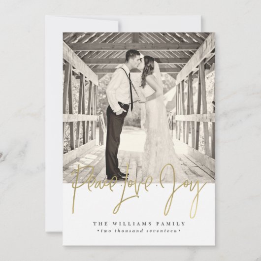 Gold Peace Liebe Joy Christmas Cards Feiertagskarte (Vorderseite)