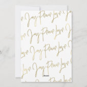 Gold Peace Liebe Joy Christmas Cards Feiertagskarte (Rückseite)
