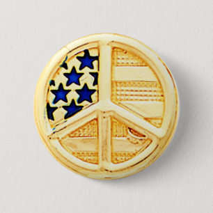 Gold Peace Sign Button