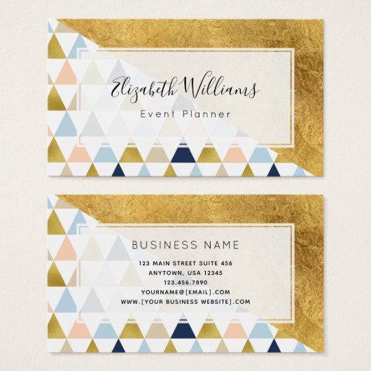 Gold Peach Blue Event Planer Business Cards (Vorne & Hinten)