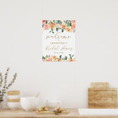 Gold Peach Floral Brautparty Begrüßungspaket Poster (Küche)