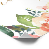 Gold Peach Floral Brautparty Begrüßungspaket Poster (Ecke)