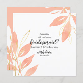 Gold & Peach Floral Werden Sie meine Bridesmaid Einladung