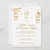 Gold & Peach Mason Jar Einladungen für Hochzeiten  (Vorderseite)