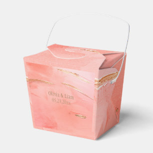 Gold Peach Melon Abstrakt Name Moderne Hochzeit Geschenkschachtel