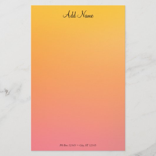 Gold Peach Ombre Personalisiert Briefpapier (Vorderseite)