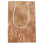 Gold Peach Red Zebra Stripes Mittlere Geschenktüte (Vorderseite)