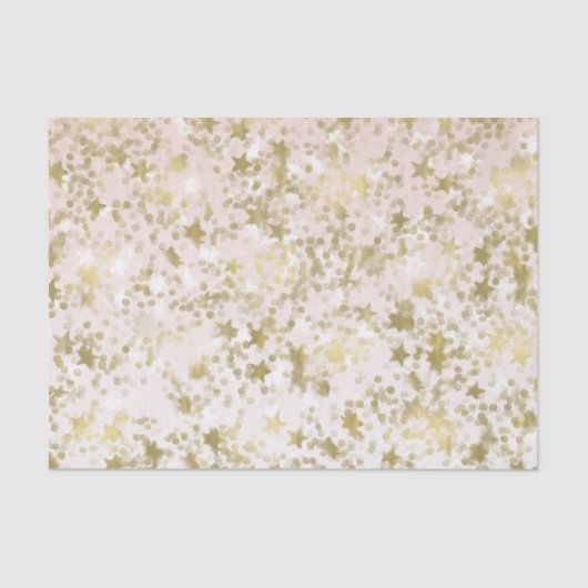 Gold Peach Stars Confetti Abstrakt Seidenpapier (Vorderseite)
