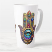 Gold Peacock Colors Hamsa Green Sapphire Third Eye Milchtasse (Rechte Ecke)