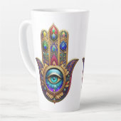 Gold Peacock Colors Hamsa Green Sapphire Third Eye Milchtasse (Linke Ecke)