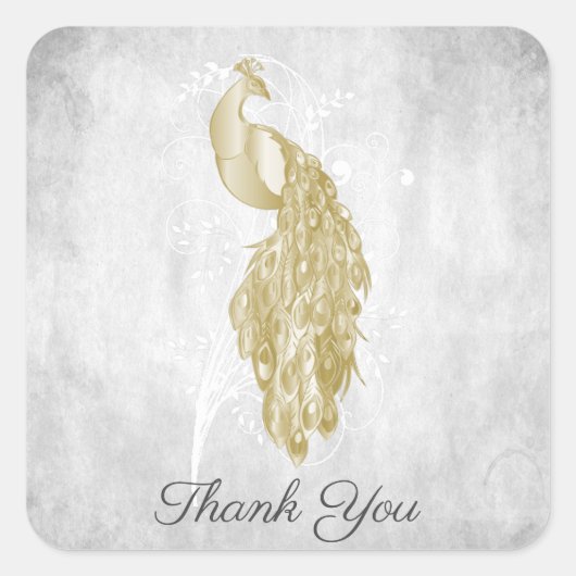 Gold Peacock Danke Stickers (Vorderseite)