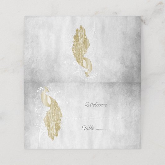 Gold Peacock Empfang Platzkarte (Außenseite Aufgefaltet)