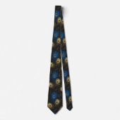 Gold Peacock Feather Black Blue Mens Necktie Krawatte (Vorderseite)
