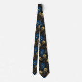 Gold Peacock Feather Black Blue Mens Necktie Krawatte (Rückseite)