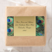 Gold Peacock Feather Elegantes Adressetikett (Insitu)