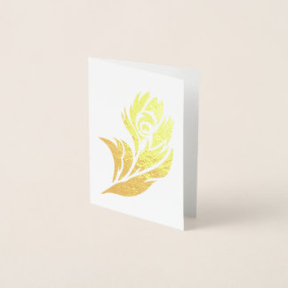 Gold Peacock Feather Notecard Folienkarte