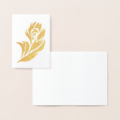 Gold Peacock Feather Notecard Folienkarte (Anzeige)