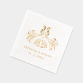 Gold Peacock Indian Lotus Elegante Servietten Mit Folie (Links)