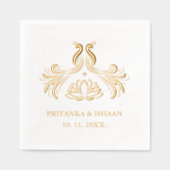 Gold Peacock Indian Lotus Elegante Servietten Mit Folie (Vorderseite)