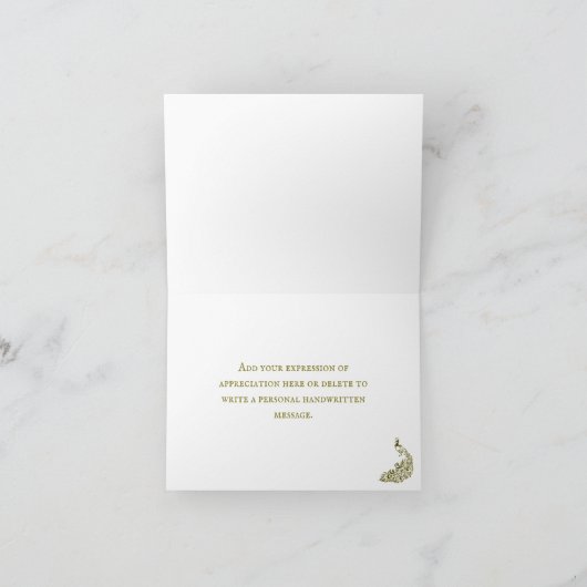 Gold Peacock Leaf Wein Vielen Dank Karten (Innenseite)