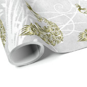 Gold Peacock Leaf Wrapping Paper Geschenkpapier (Rolleneckpunkt)