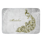 Gold Peacock Personalisiert Bath Mat Badematte (Vorderseite)