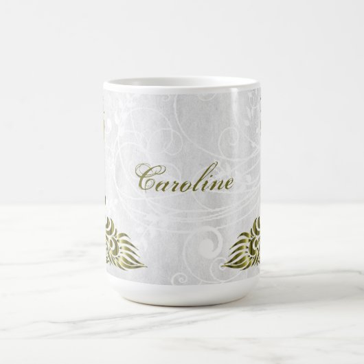Gold Peacock Personalisiert Coffee Tasse (Mittel)