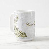 Gold Peacock Personalisiert Coffee Tasse (Vorderseite Links)