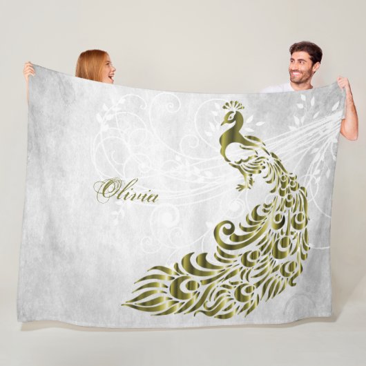 Gold Peacock Personalisiert Fleece Blanket (Beispiel)