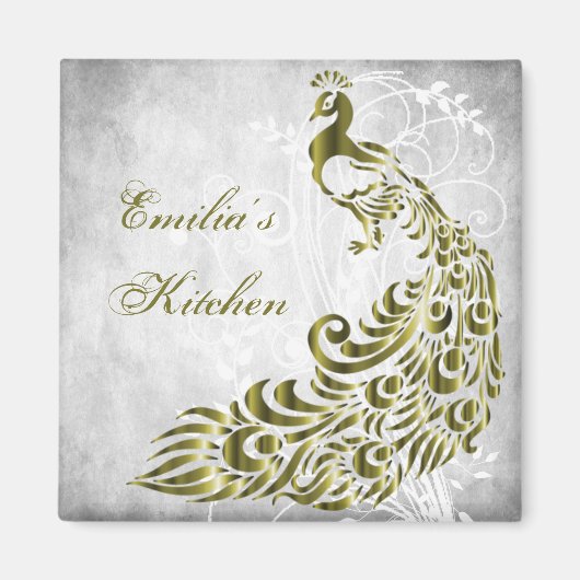 Gold Peacock Personalisiert Magnet (Vorne)