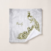 Gold Peacock Personalisierte Badetücher Badhandtuch Set (Waschlappen)