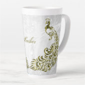 Gold Peacock Personalisierte Latte-Tasse Milchtasse (Rechte Ecke)