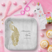 Gold Peacock Polterabend Paper-Teller Pappteller (Party)