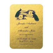 Gold Peacock Save the Date Magnet (Vertikal)