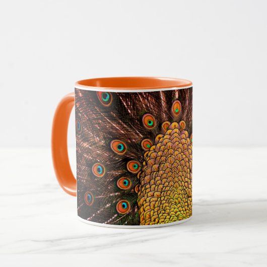 Gold Peacock Schwanz Tasse (Vorderseite Links)