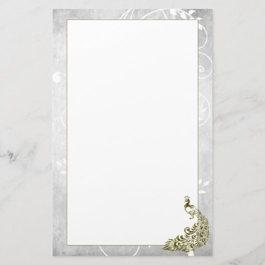 Gold Peacock Stationery Briefpapier (Rückseite)