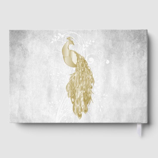 Gold Peacock Wedding Gästebuch (Rückseite)