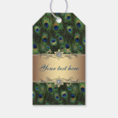 Gold Peacock Wedding Geschenkanhänger (Vorderseite)