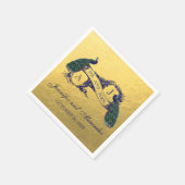 Gold Peacock Wedding Paper Napkins Serviette (Ecke)