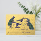 Gold Peacock Wedding RSVP Card (Stehend Vorderseite)