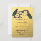 Gold Peacock Wedding RSVP Card Karte (Vorderseite)