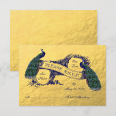 Gold Peacock Wedding RSVP Card Karte (Vorne/Hinten)